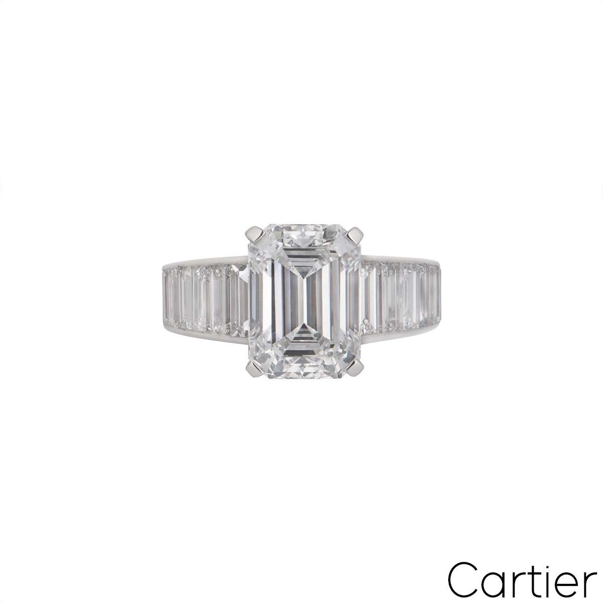 Cartier Platinum Emerald Cut Diamond 